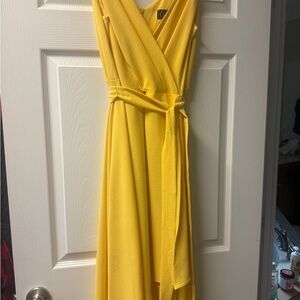 Elegant Yellow Wrap Dress